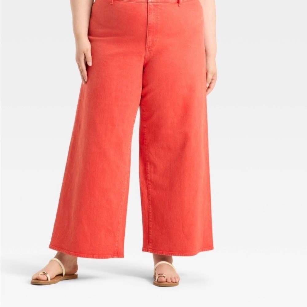 Universal Thread Womens Sailor Wide Leg High‎ Rise Red Jeans Size 17 NWT